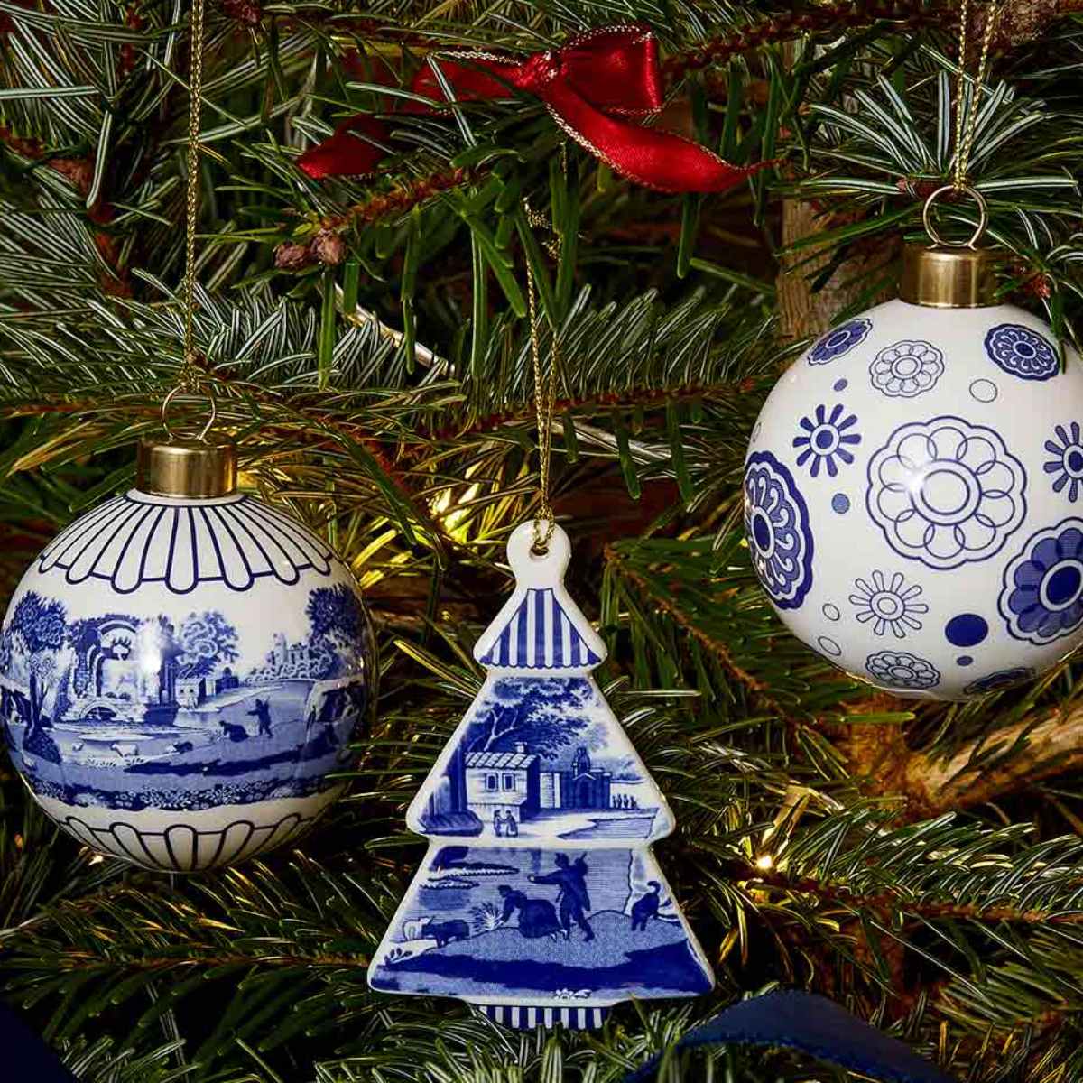 Blue Italian Christmas Tree Shaped Decoration image number null